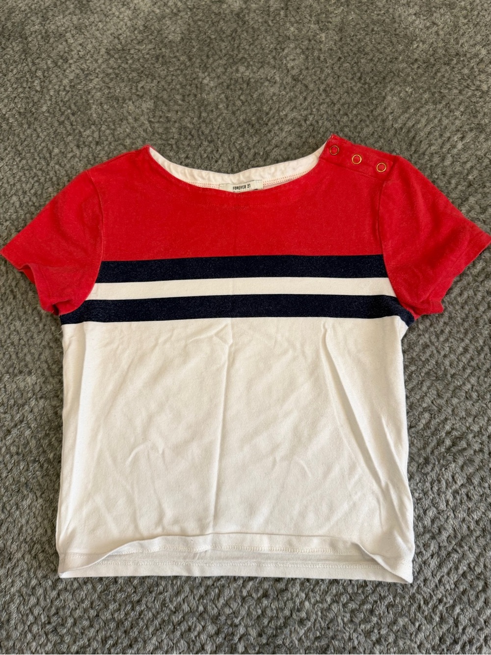 Forever 21 Red, White & Navy Stripe Short Sleeve Tee